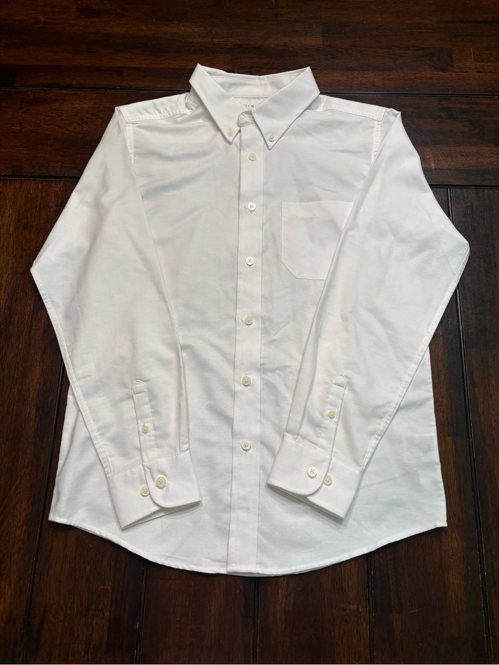Boys white cotton & polyester button-up dress shirt, 14/16 XL